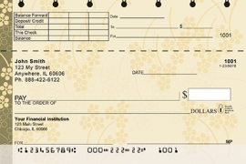 Top Stub Checks - Parchment, Blue Safety, Artistic Checks With Top Stubs